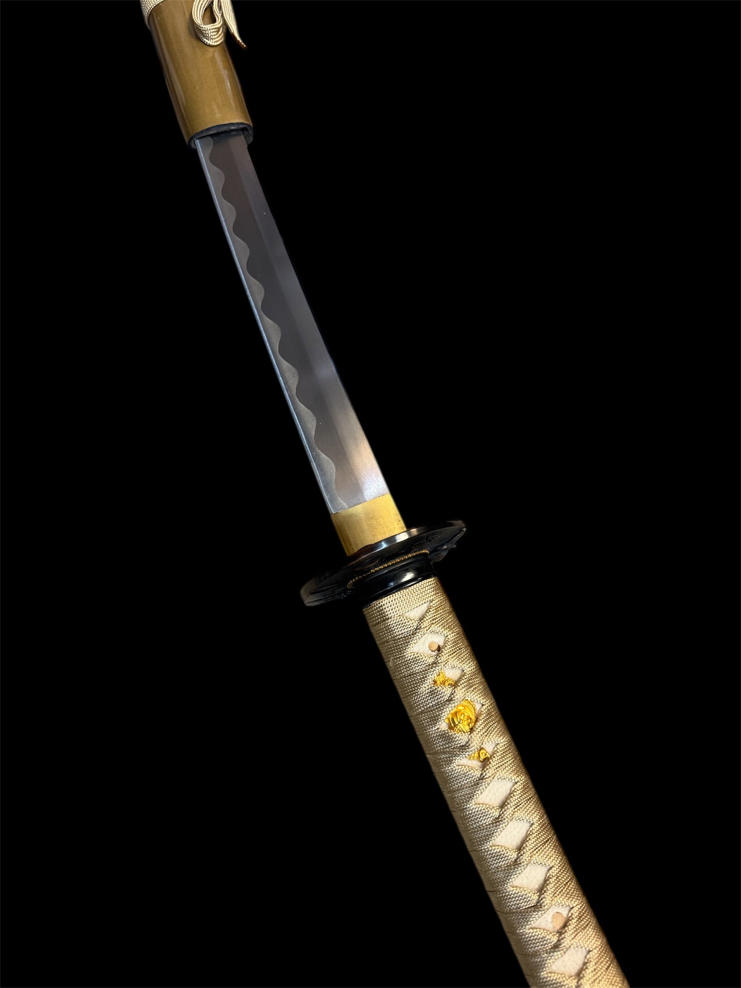 Golden Katana - 1045 Carbon Steel - Faux Ray Skin - Hand Painted Scabbard