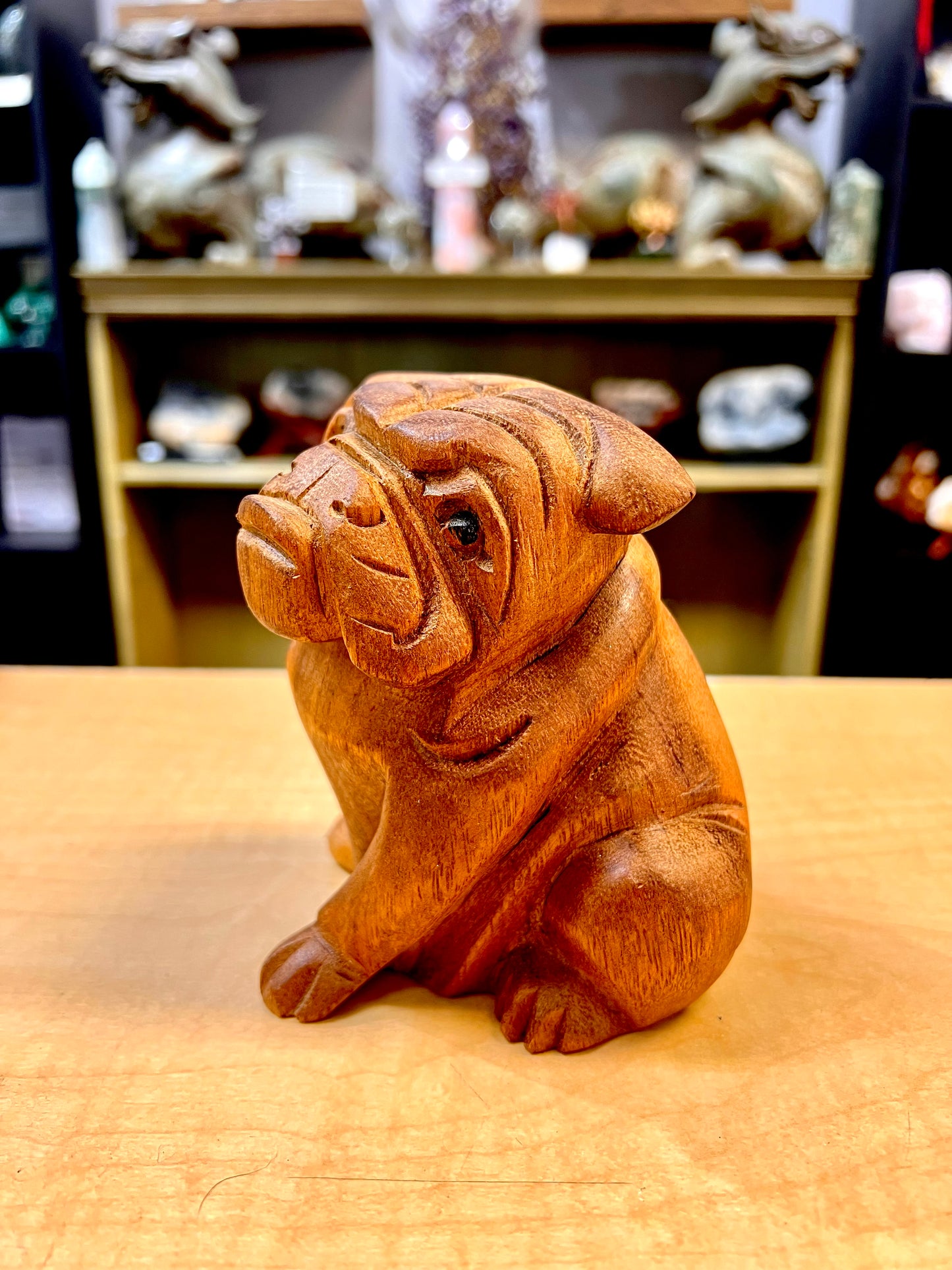 Hand Carved Mahogany Bulldog (Bali, Indonesia)