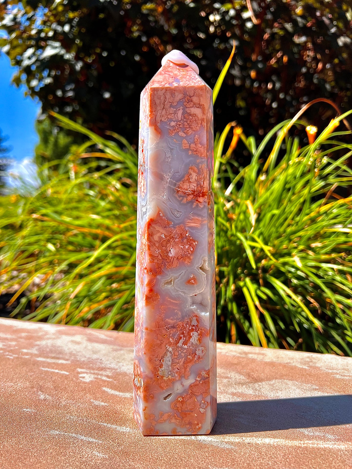 Pink Agate Tower with Druzy (Botswana)