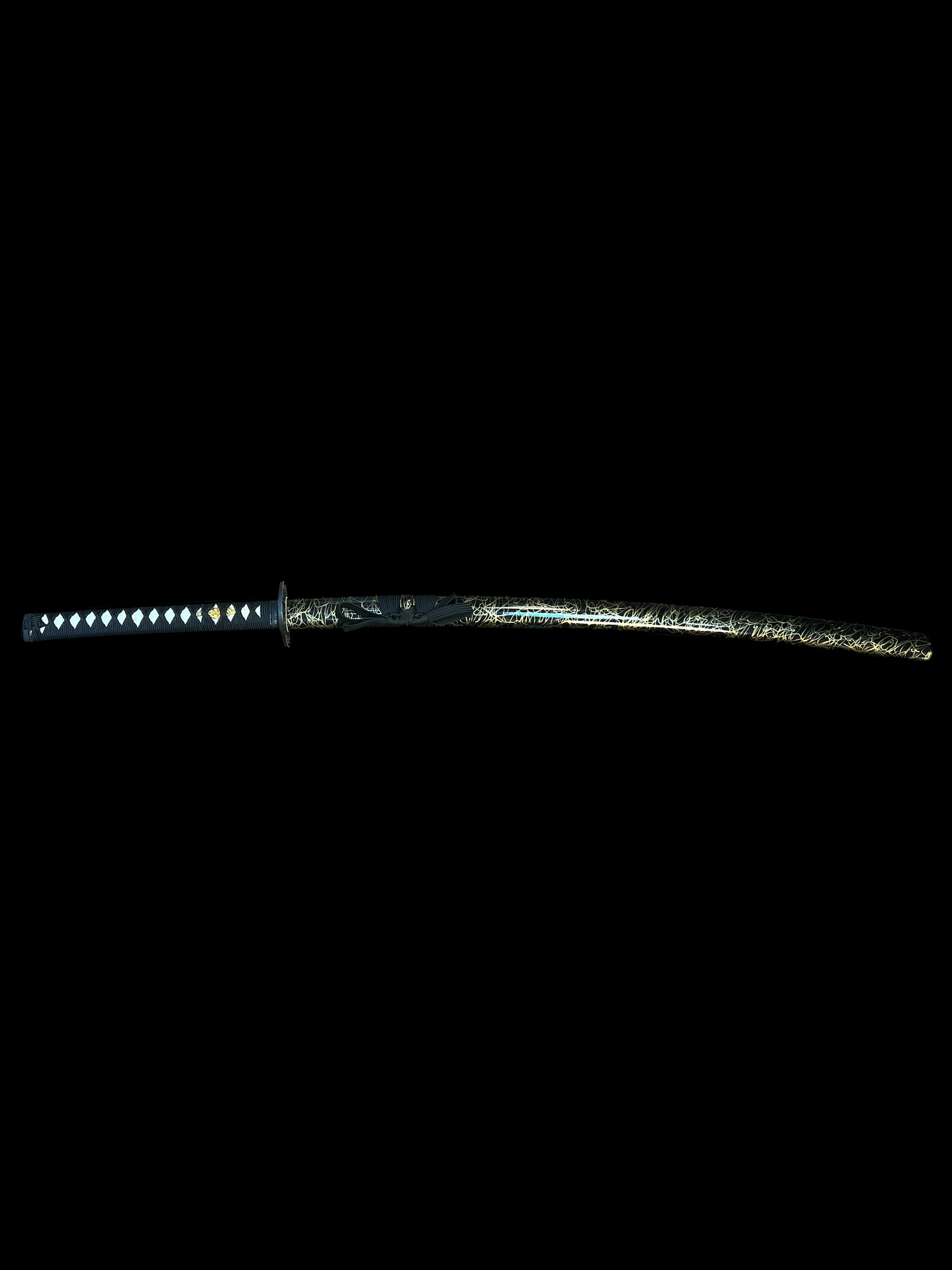 Hand Painted - Engraved Blue Night Katana-Full Tang - 1045 High Carbon Steel