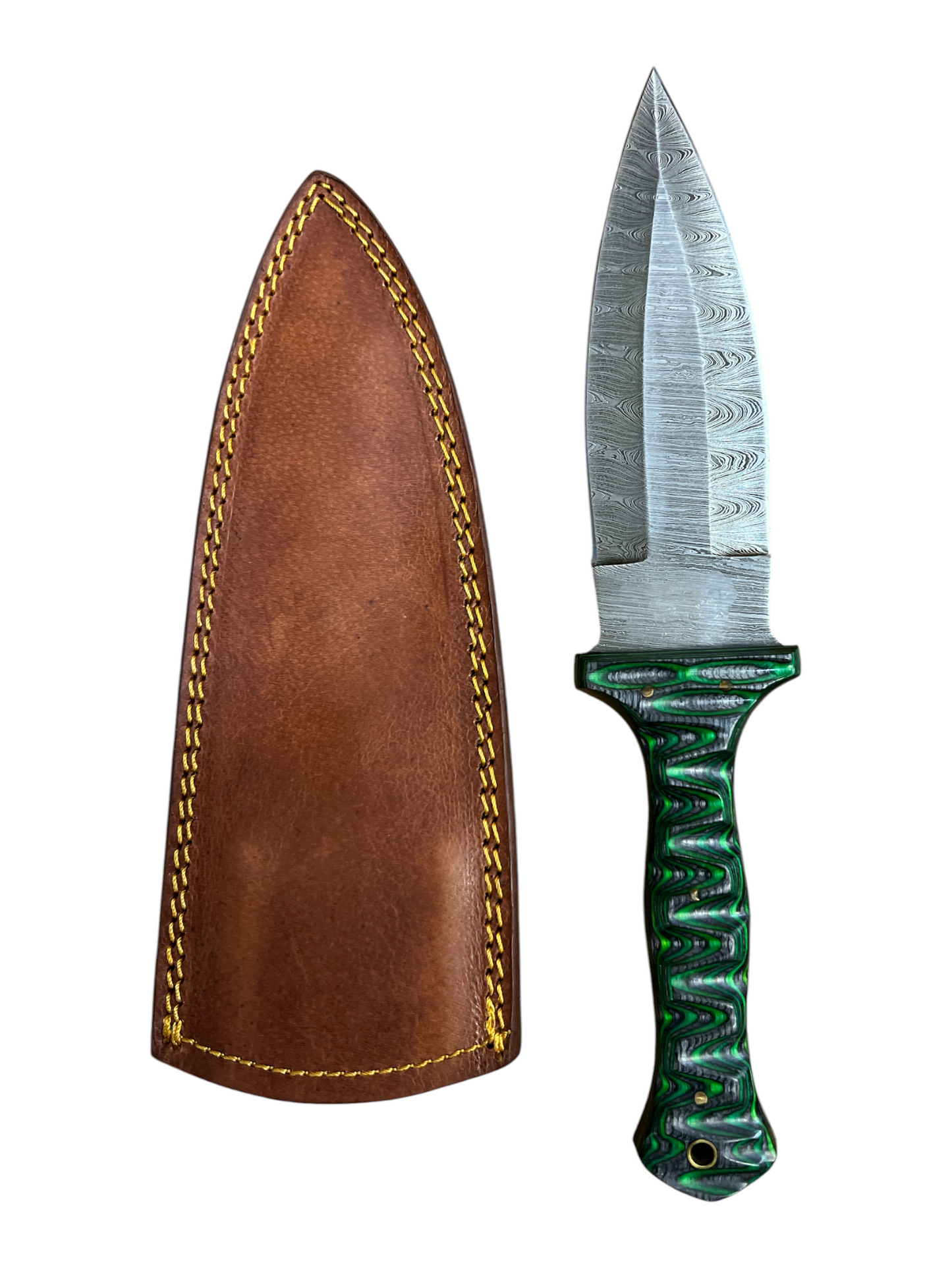 “Rite Edge” Damascus Steel Survival Knife - Includes Leather Sheath