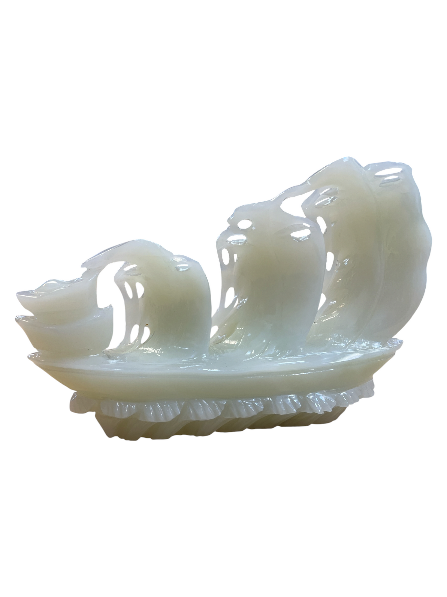 Mexican Green Onyx Boat - Hand Carved