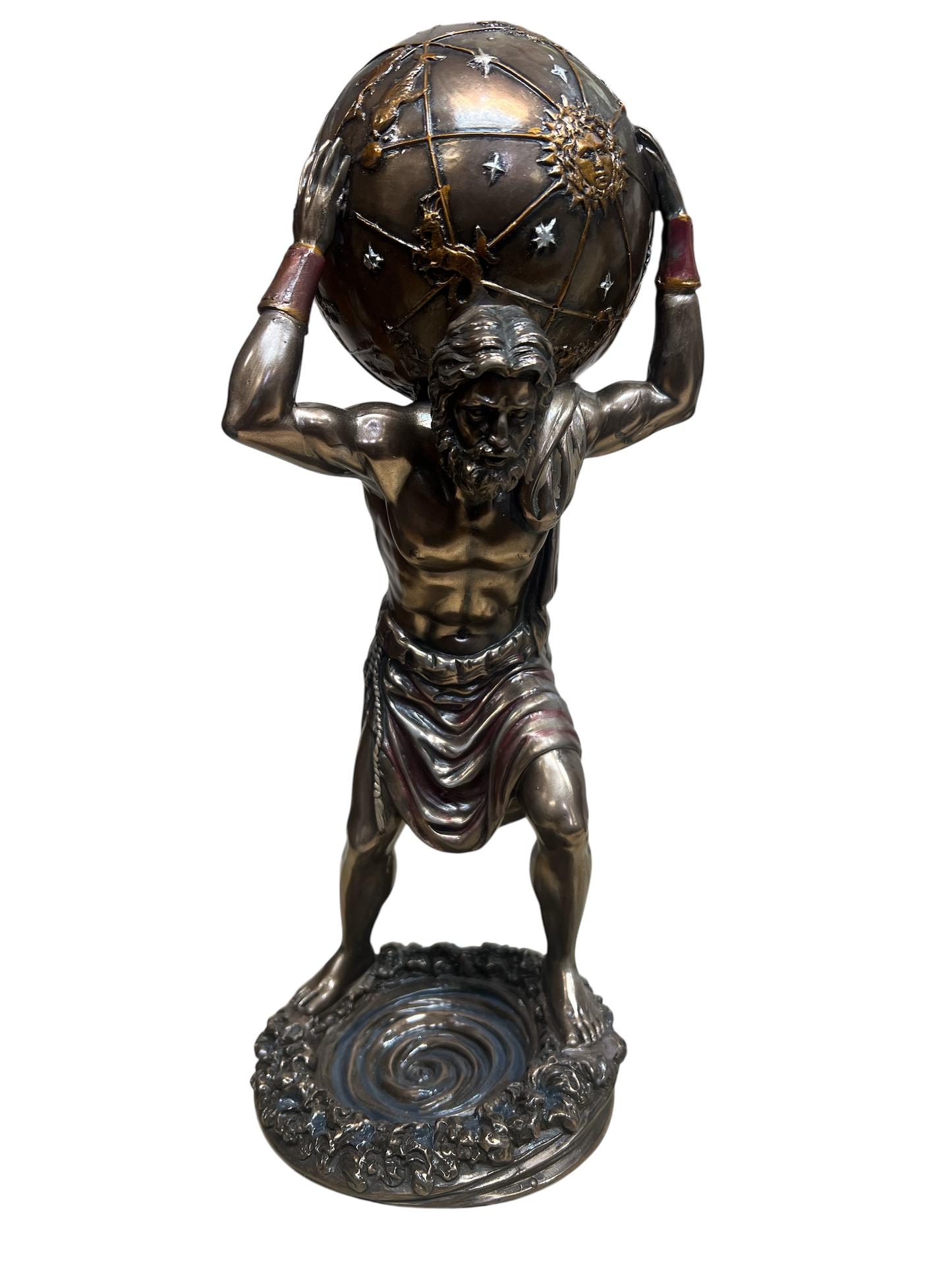 Resin Atlas Holding the World Figurine - 10" Tall, 5" Wide, 3lbs - Titan of Endurance