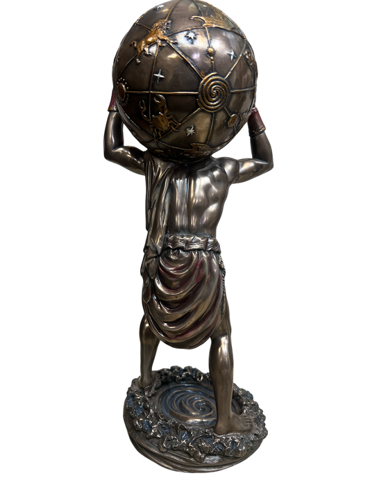 Resin Atlas Holding the World Figurine - 10" Tall, 5" Wide, 3lbs - Titan of Endurance