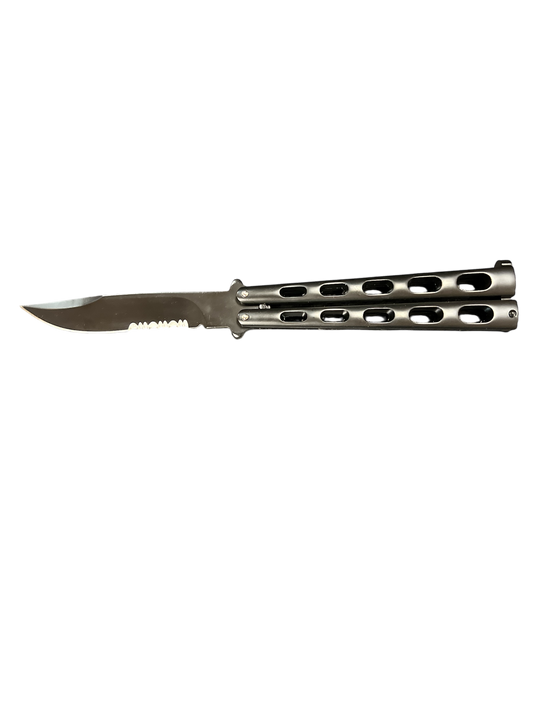 White Gold / Black Balisong From Taiwan - 440 Stainless - Perfectly Weighted