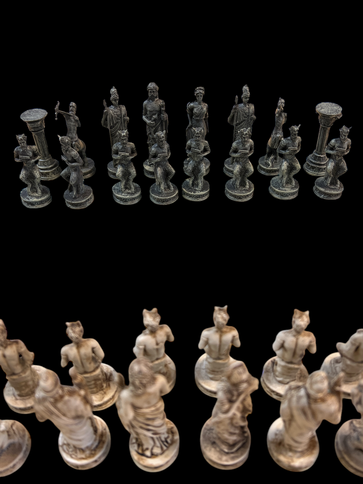Greek Mythology Chess Set - Includes Glass Board - Resin Pieces