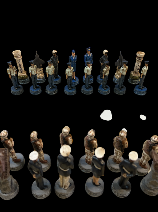 Marine Vs. Air Force Chess Set - Includes Glass Board - Resin Pieces