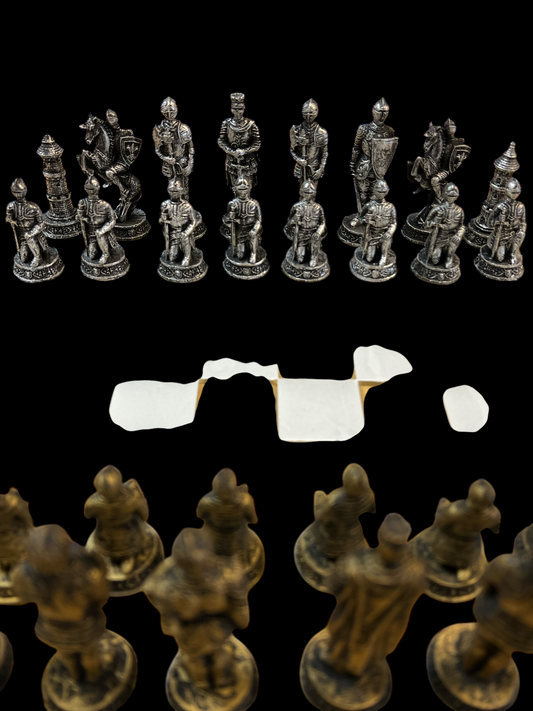 Medieval Knight Chess Set  - Includes Glass Board - Resin Pieces