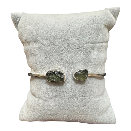 Moldavite - Sterling Silver - Adjustable Stone Bracelet
