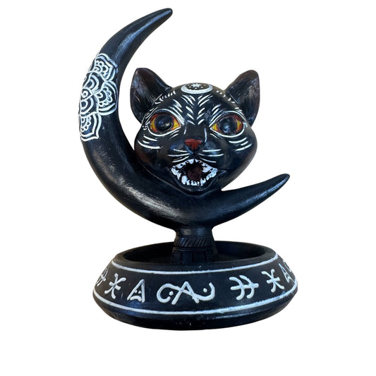 Black Moon Cat Cone Incense Burner
