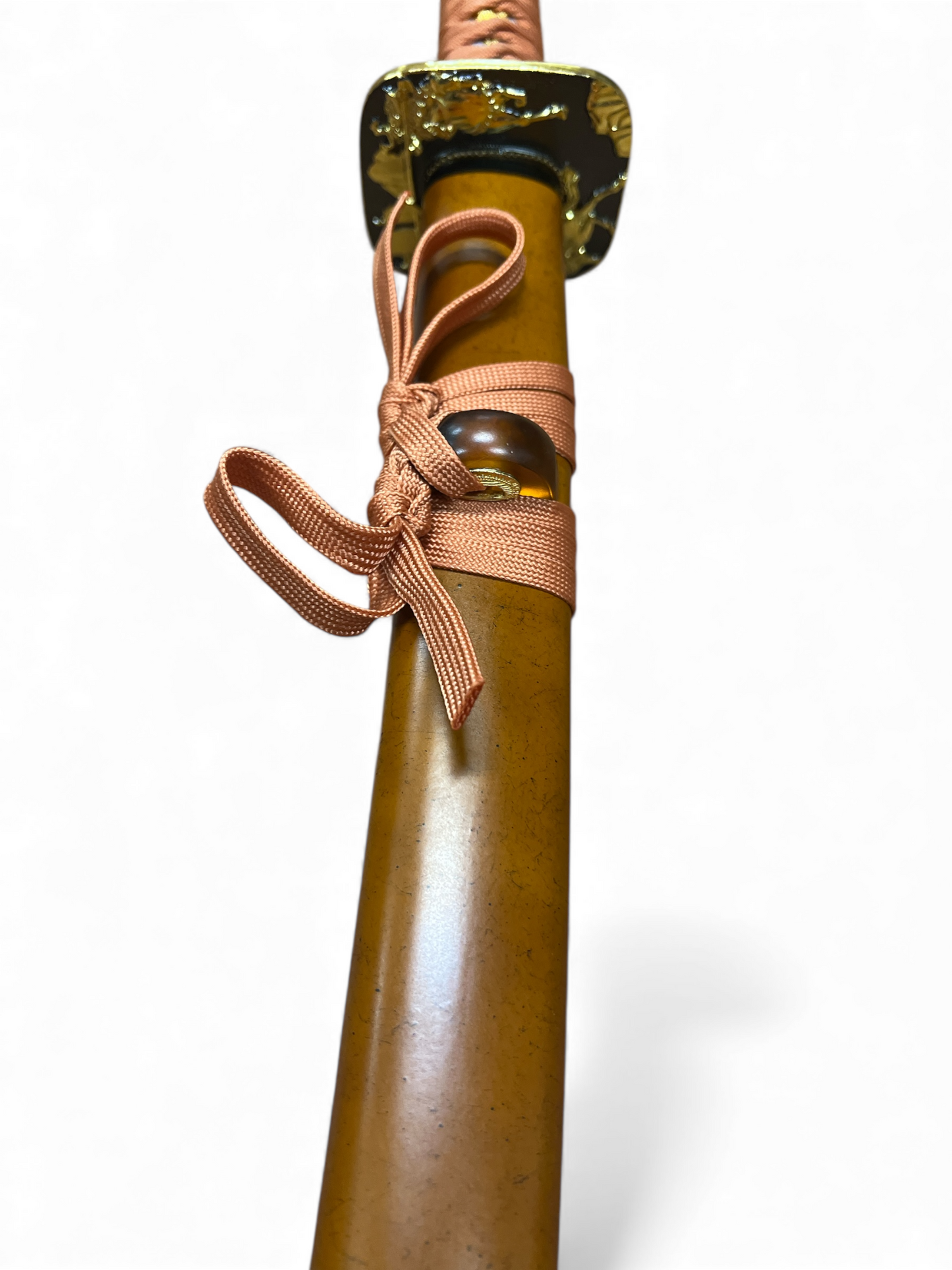 Brown Warrior Katana - 1045 High Carbon Steel - Orange Oil Slick Blade