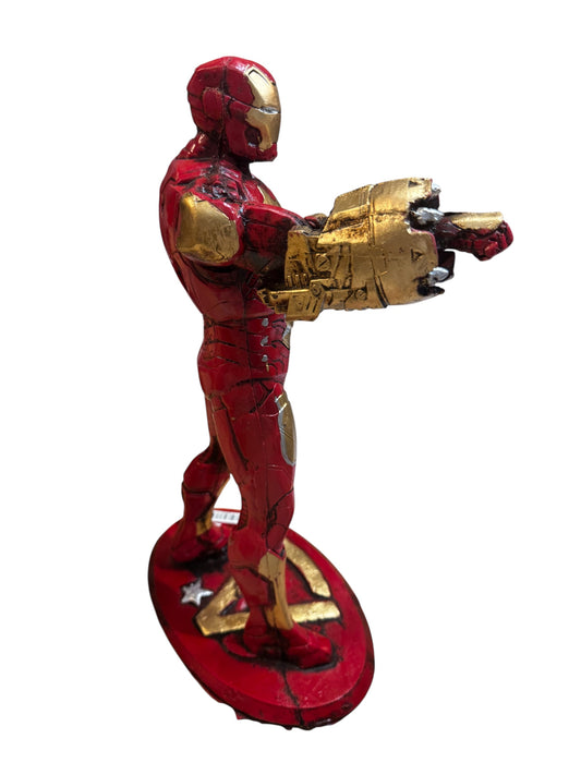 Fishbone Iron Man Figurine - Made From Fishbones - Hand Painted - Size: 15in x 9in