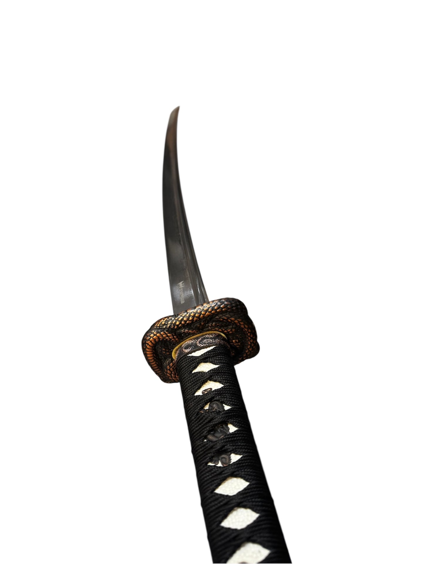 Shinwa Black Serpent Katana - Damascus Steel - Metal Alloy Tsuba - Faux Ray Skin