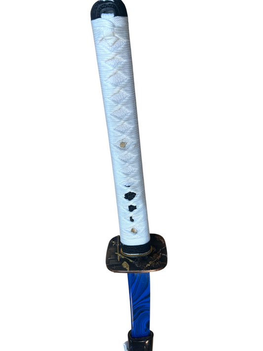 Splintered Sky Katana - 1045 High Carbon Steel - Red and Blue Splattered Scabbard