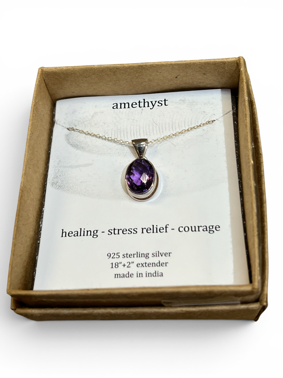 "A" Amethyst Pendant & Chain - .925 Sterling Silver