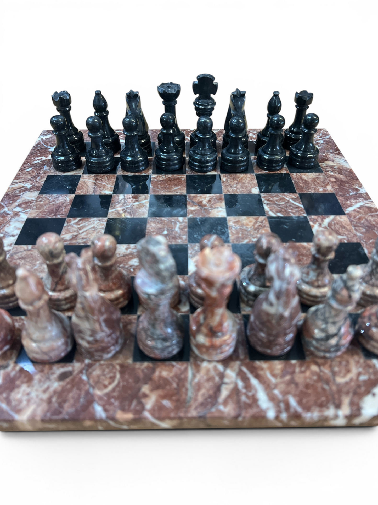 Mexican Onyx Chess Set - Includes Travel Case - 12" x 12"