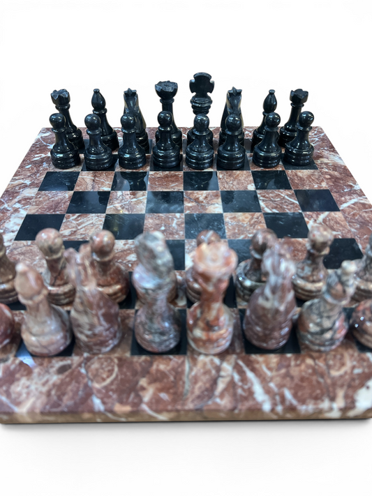 Mexican Onyx Chess Set - Includes Travel Case - 12" x 12"