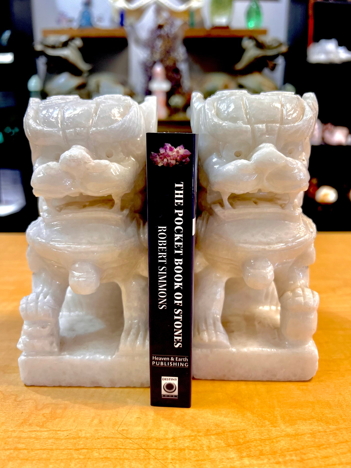 Set Of White Marble Fu Dog Book Ends (Turkey) *Sold as Pair*