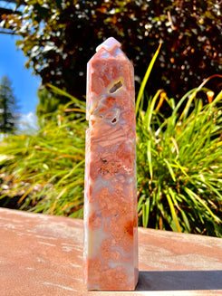 Pink Agate Tower with Druzy (Botswana)