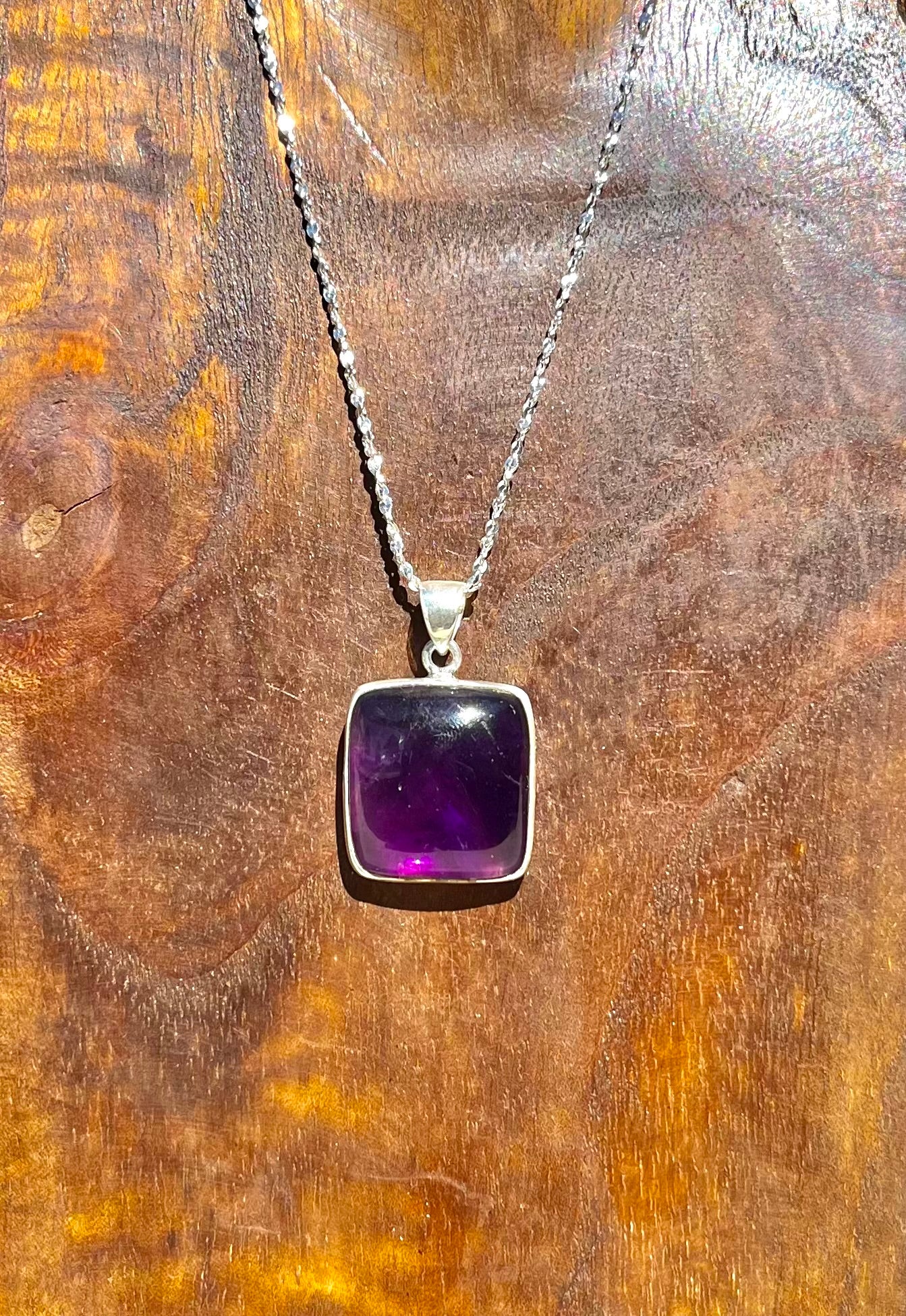 .925 Sterling Silver Amethyst Pendant (Chain Not Included)