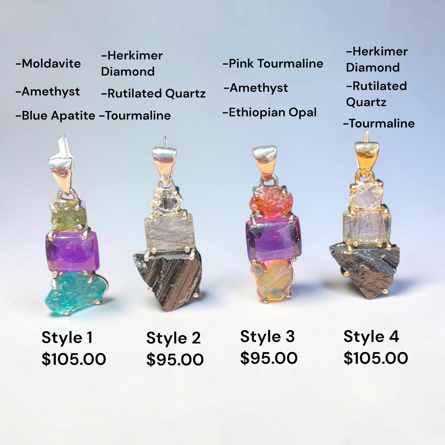 Handcrafted .925 Sterling Silver & Precious Crystal Pendants