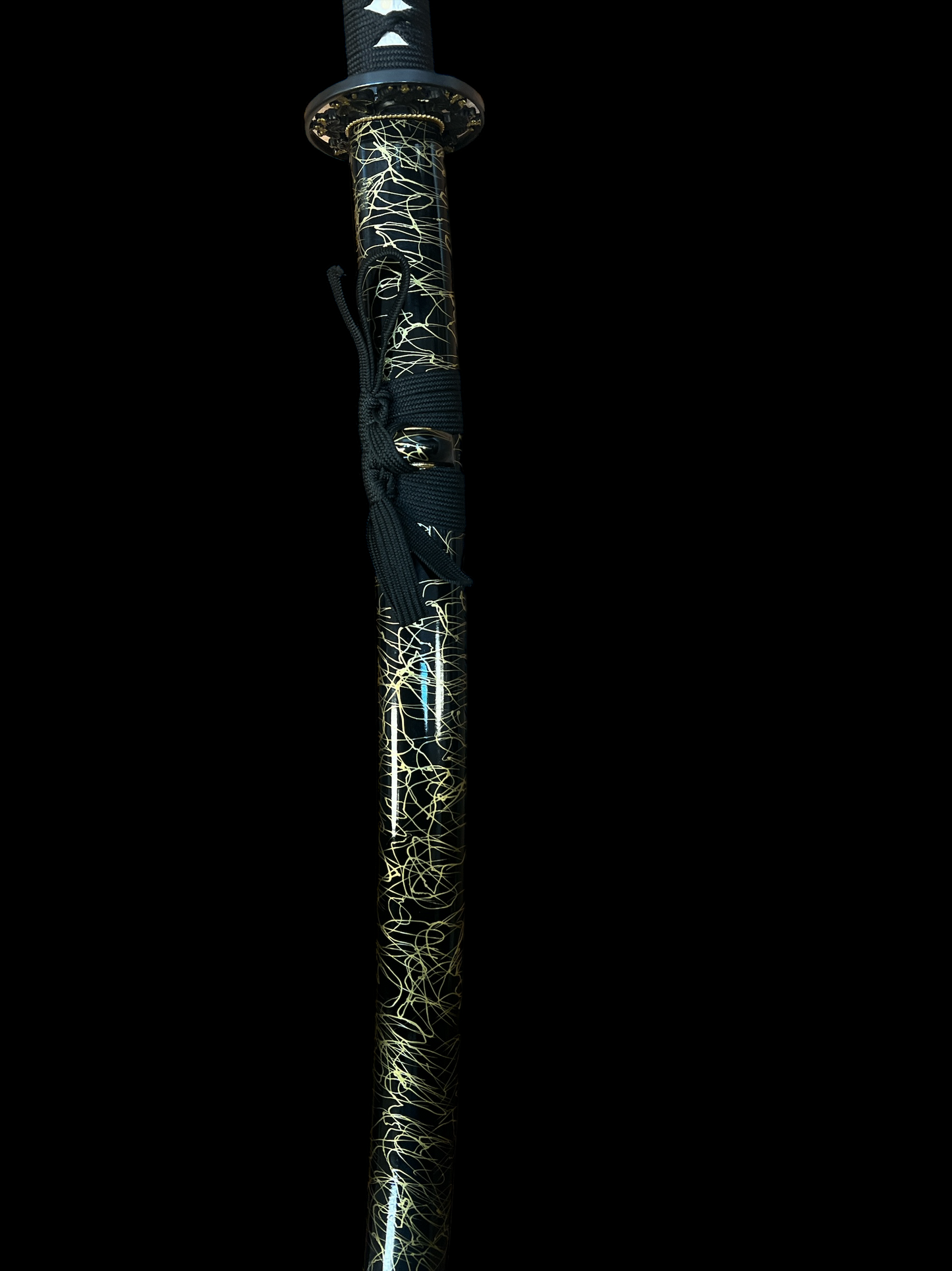 Hand Painted - Engraved Blue Night Katana-Full Tang - 1045 High Carbon Steel