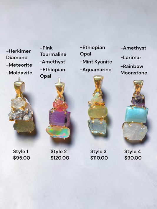 .925 Sterling Silver & Precious Crystal Pendants (Multiple Options)