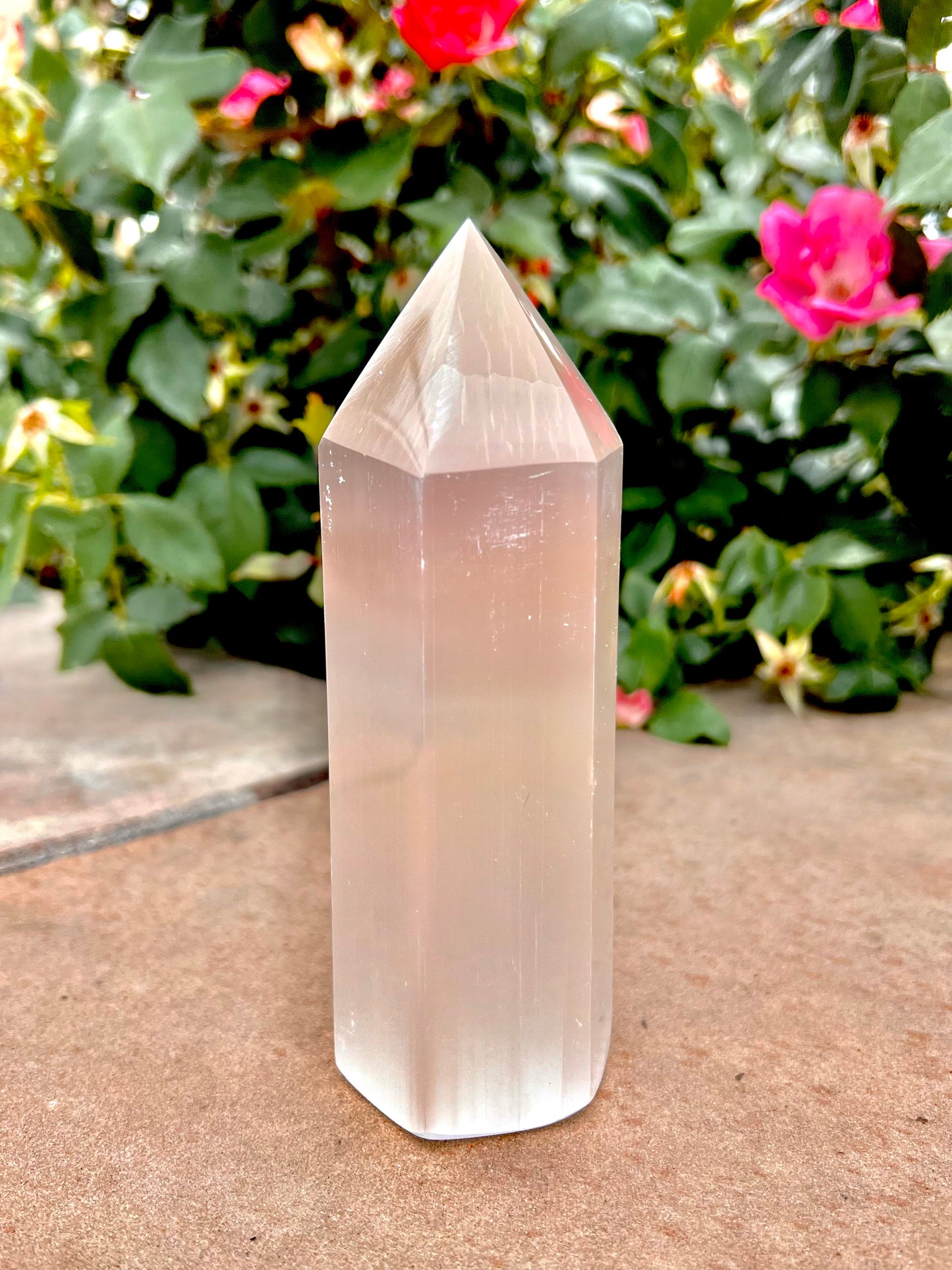 Large Selenite 7 Chakra Tower