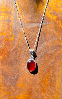 .925 Sterling Silver Hessonite Garnet Pendant (Chain Not Included)