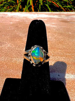 .925 Sterling Silver Ethiopian Opal Ring