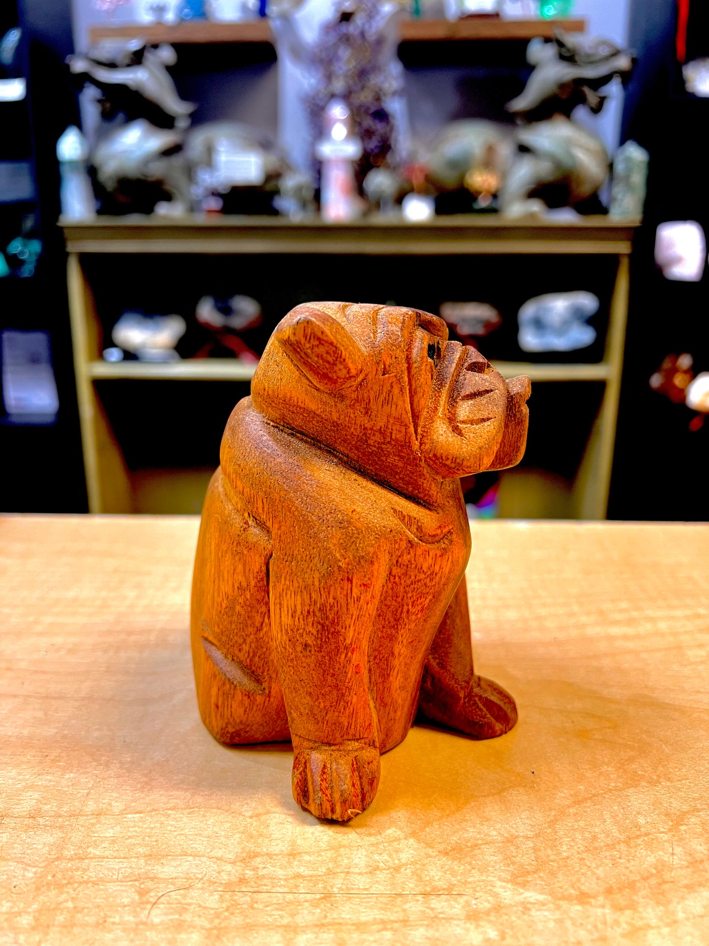 Hand Carved Mahogany Bulldog (Bali, Indonesia)