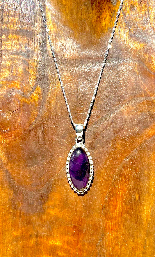 .925 Sterling Silver Amethyst Pendant (Chain Not Included)