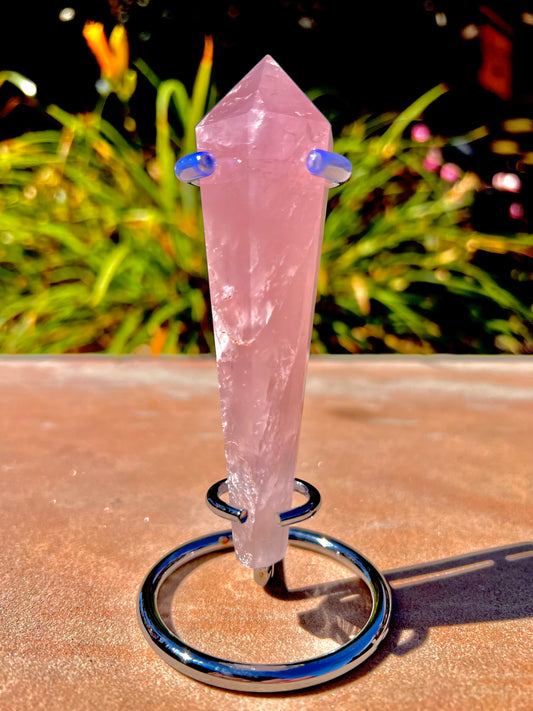 “A” Grade Rose Quartz Point (Stand Included)