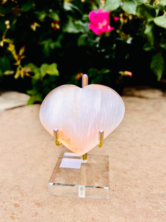 Selenite Heart Polished with Angel Wings