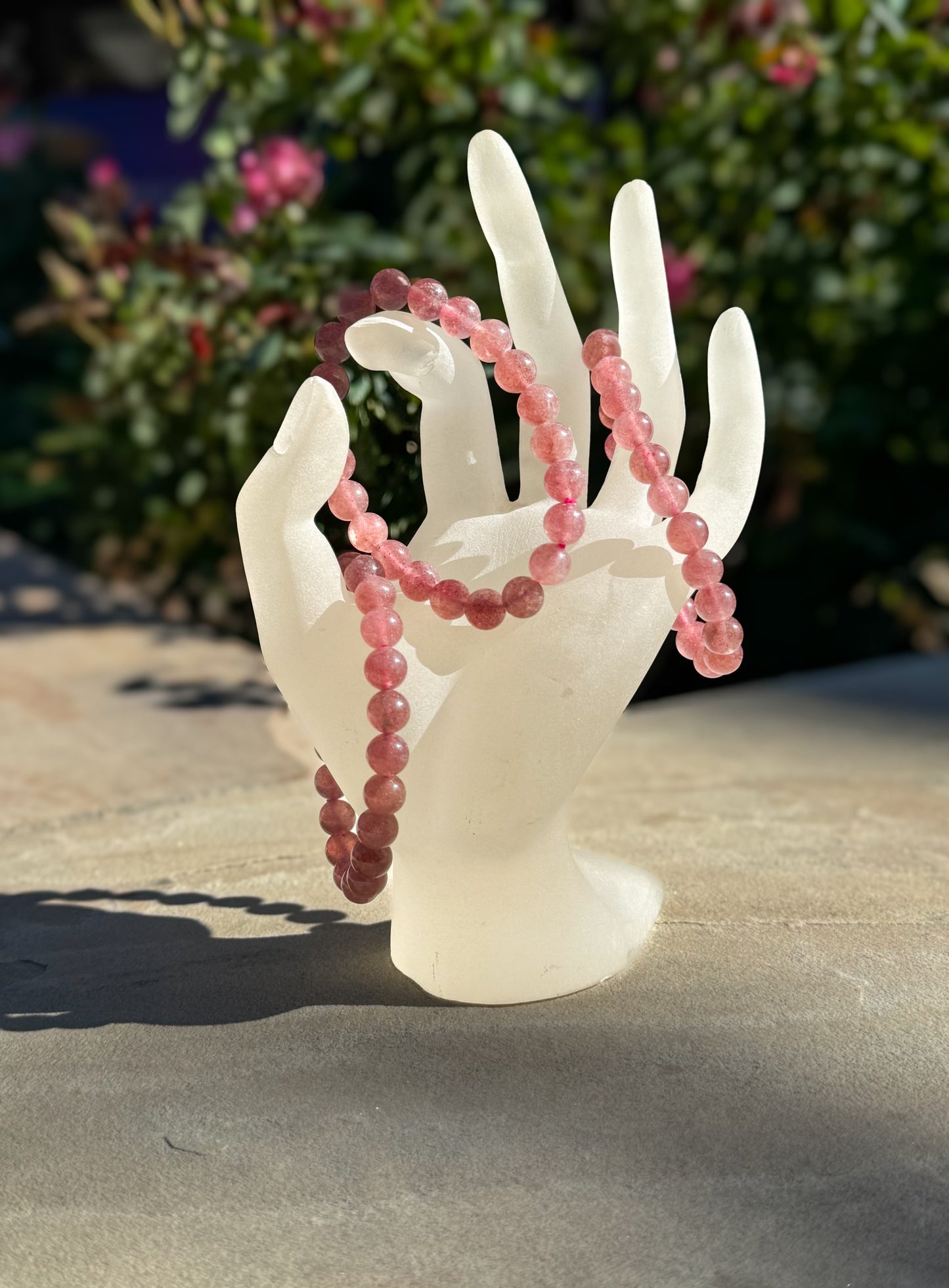 8mm Beaded Strawberry Quartz Bracelets (Stretches To Fit!)