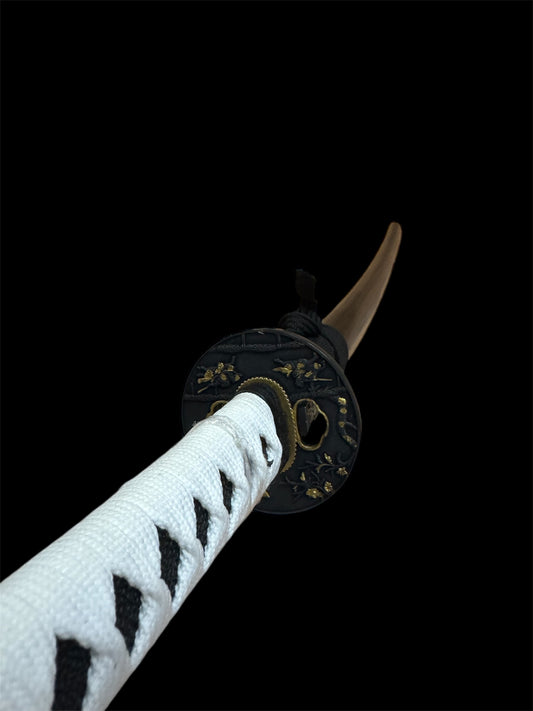 Black & White Assassin Katana - 1045 Carbon Steel - Hidden Blade - Genuine Ray Skin