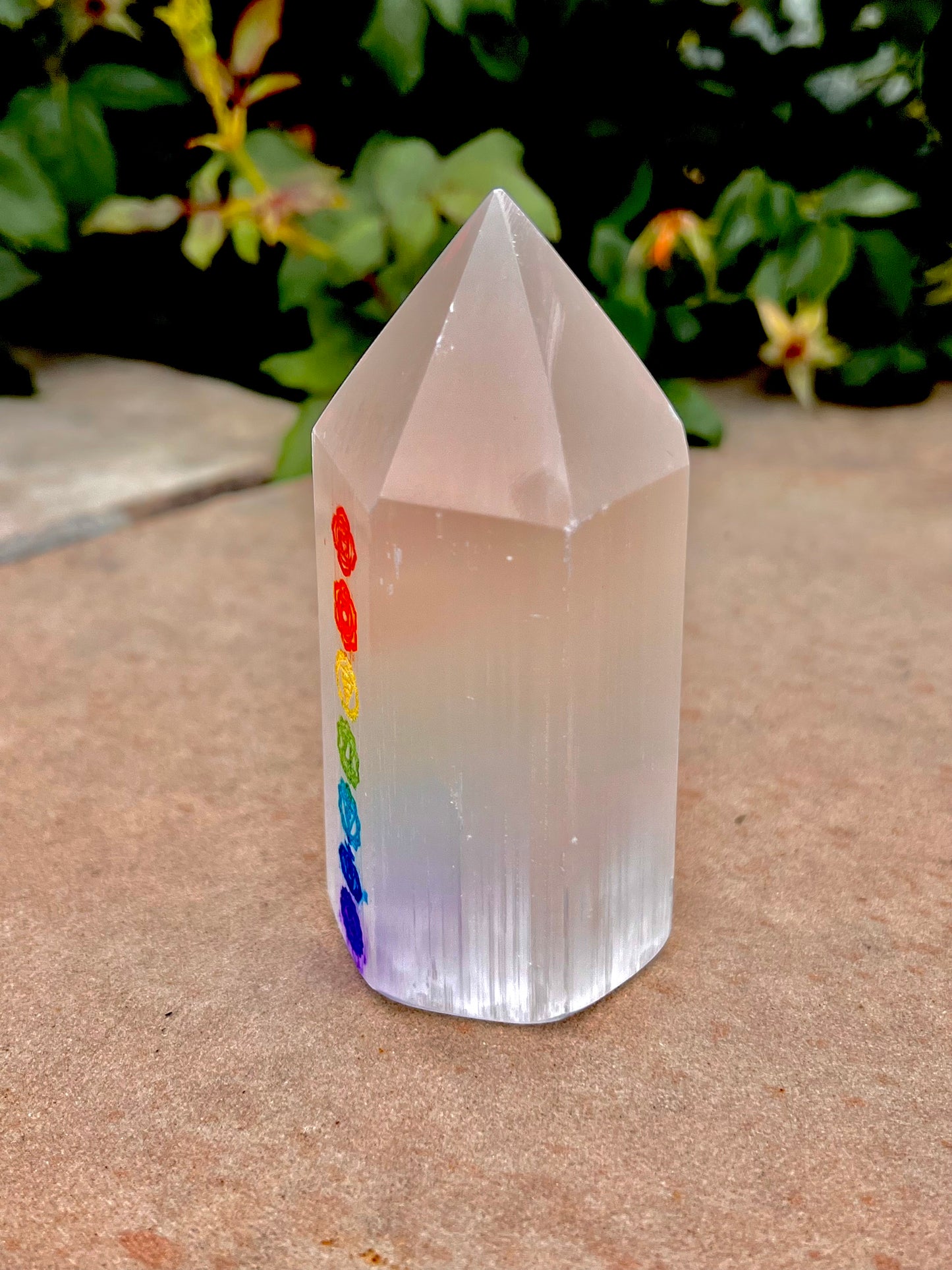 Small Selenite 7 Chakra Tower