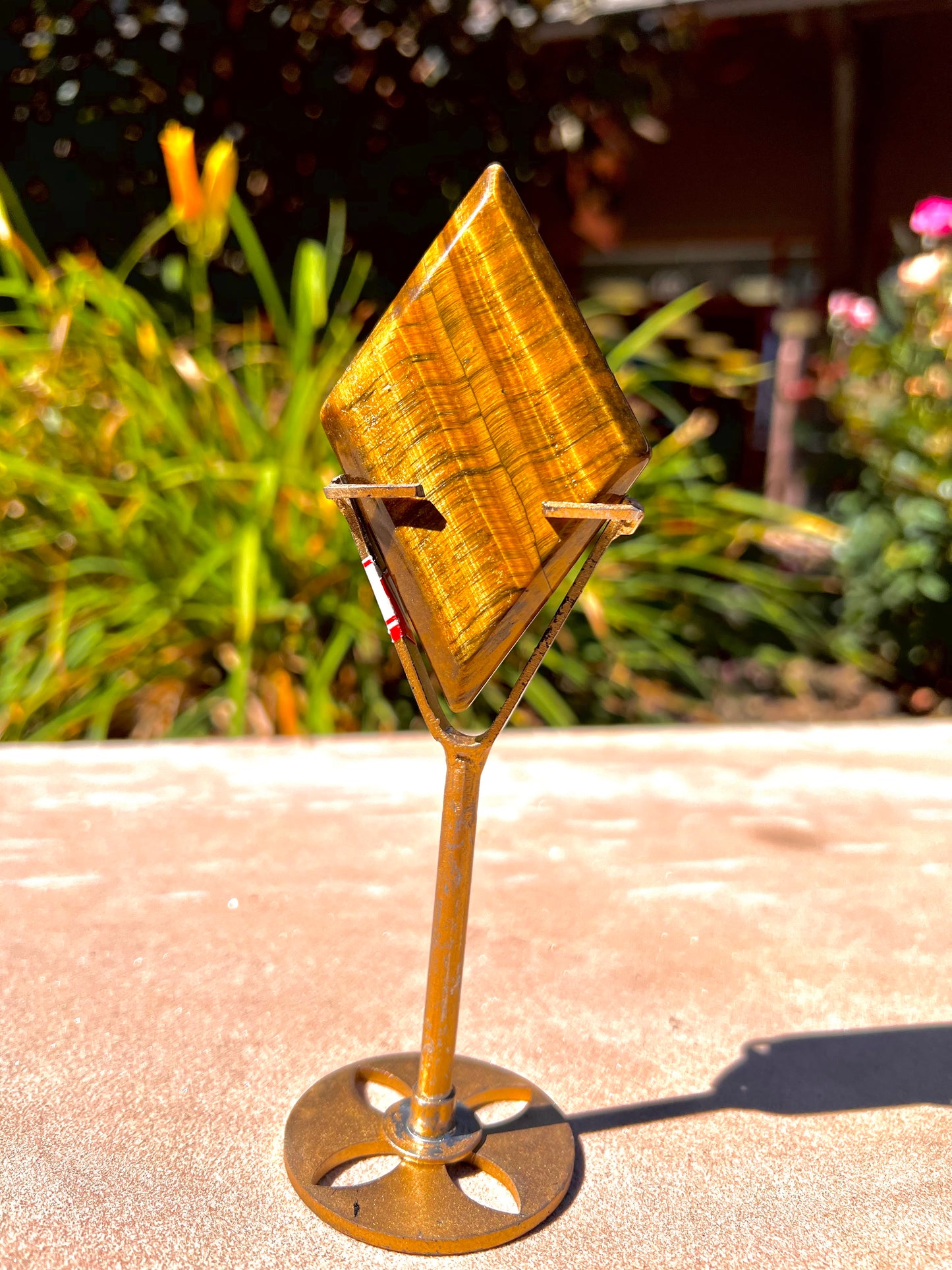 Polished Tigers Eye Rhombus' (Includes Stand)