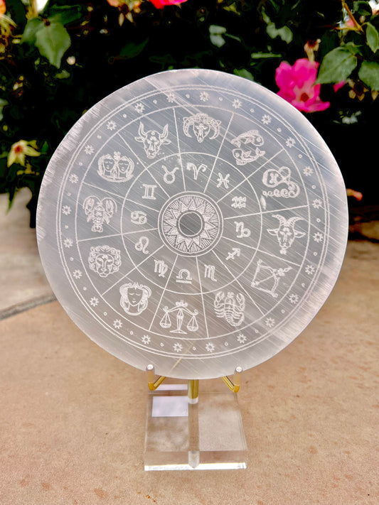 Selenite Zodiac Symbol Charging Plate