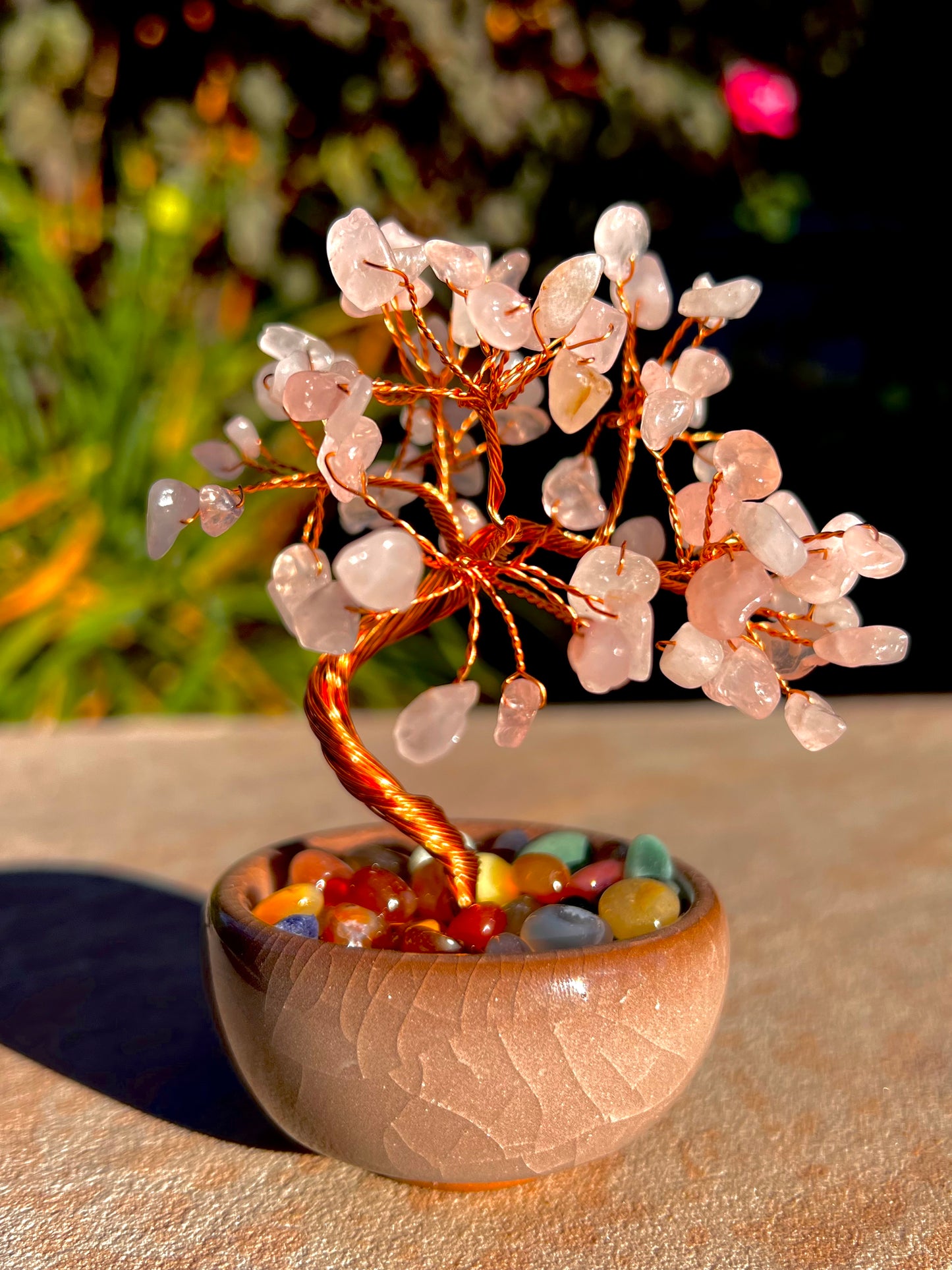 6" Inch Free Form Crystal Trees With Pot of Stones