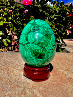 "A” Grade Polished Malachite Egg With Stand (Namibia)