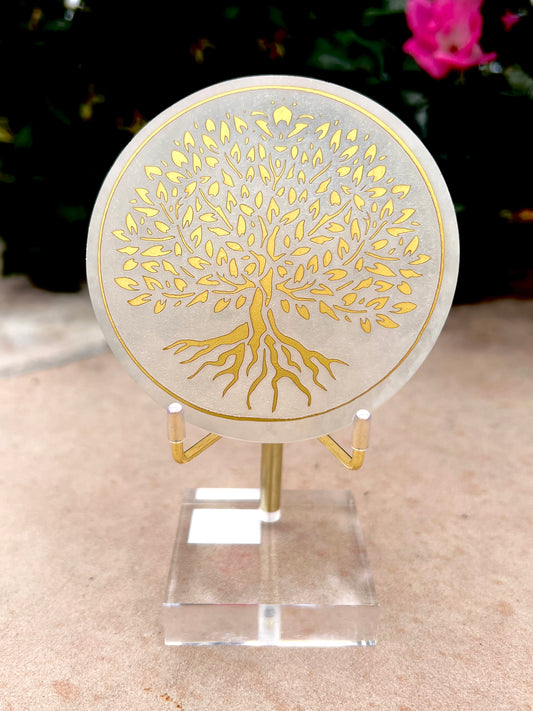 Selenite Tree Of Life Charging Plate