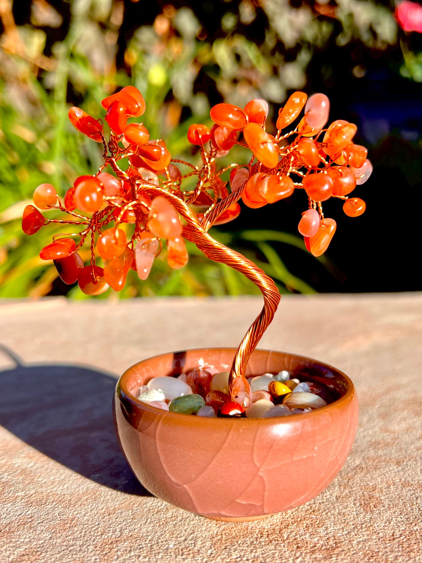 6" Inch Free Form Crystal Trees With Pot of Stones