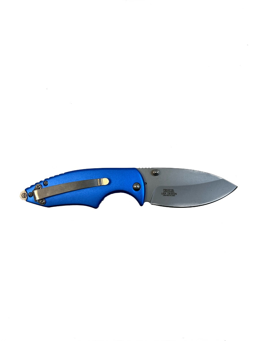 "Buckshot" Round Bladed Blue Apache Indian Knife (3CR13 Steel)