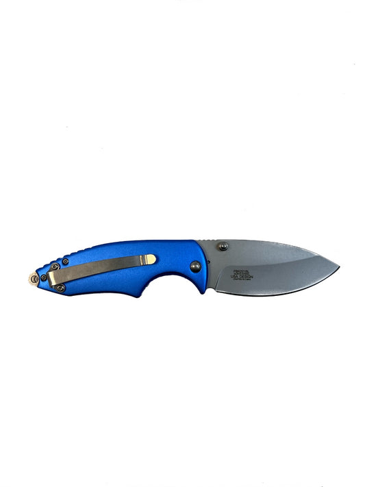 "Buckshot" Round Bladed Blue Apache Indian Knife (3CR13 Steel)