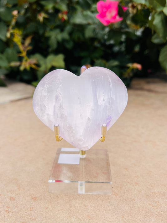 Selenite Heart Polished with Angel Wings