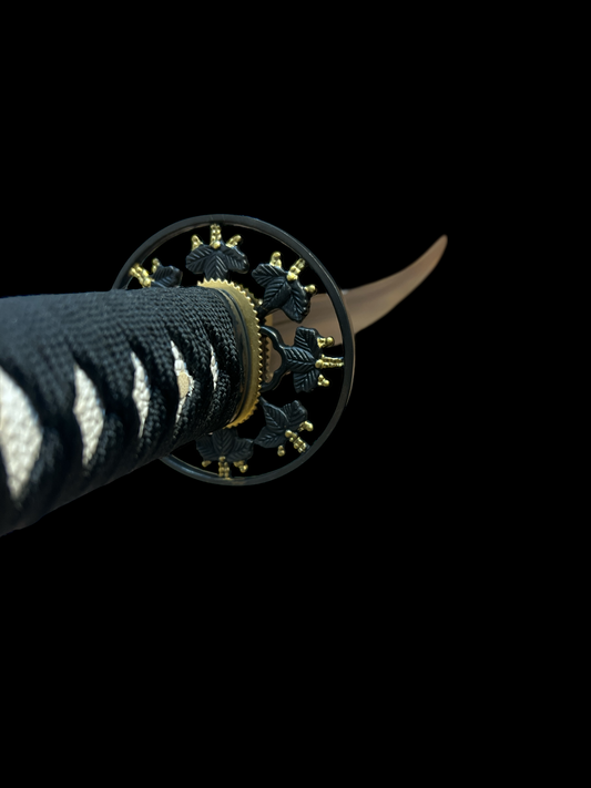 Hand Painted - Engraved Blue Night Katana-Full Tang - 1045 High Carbon Steel