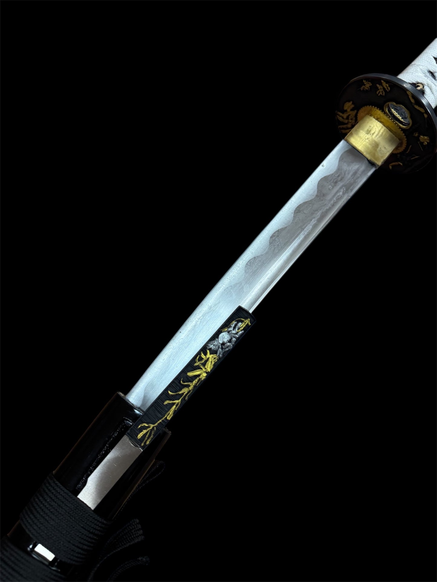 Black & White Assassin Katana - 1045 Carbon Steel - Hidden Blade - Genuine Ray Skin