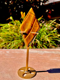 Polished Tigers Eye Rhombus' (Includes Stand)