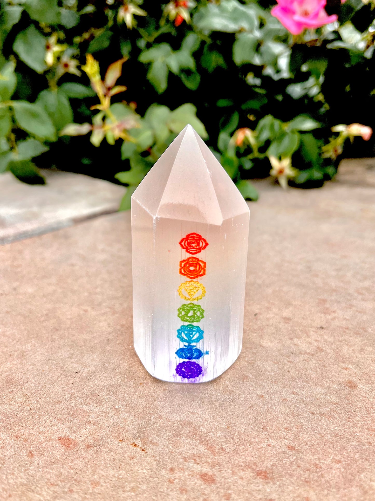 Small Selenite 7 Chakra Tower